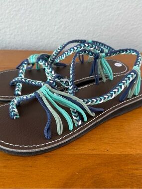CAPANA Banyan Maya Women's Size 7 Blue Green Rope Sandals NWT Beach